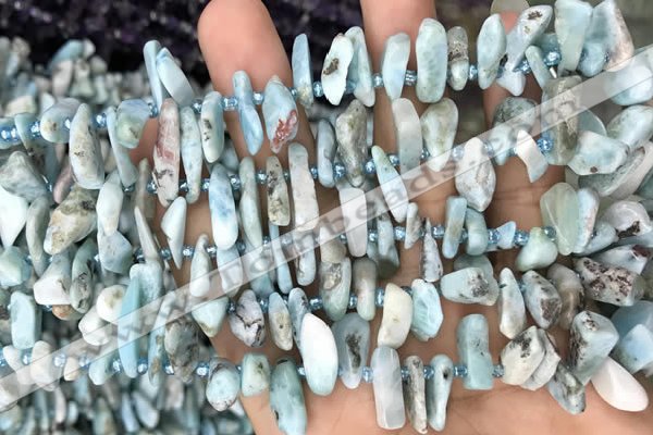 CTD3757 15.5 inches 4*8mm - 8*18mm sticks larimar gemstone beads