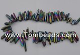 CTD382 Top drilled 5*20mm - 8*35mm sticks plated quartz beads