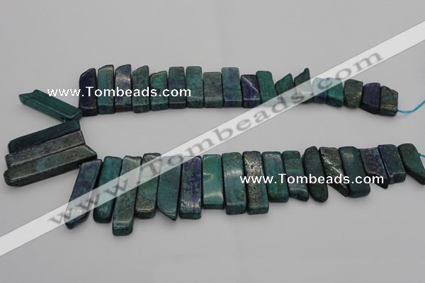 CTD385 Top drilled 10*20mm - 12*50mm wand chrysocolla beads