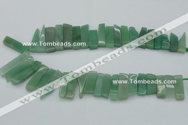 CTD386 Top drilled 10*20mm - 12*50mm wand green aventurine beads