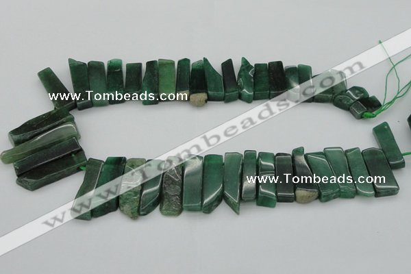 CTD387 Top drilled 10*20mm - 12*50mm wand green aventurine beads