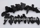 CTD396 Top drilled 10*25mm - 20*35mm nuggets black tourmaline beads