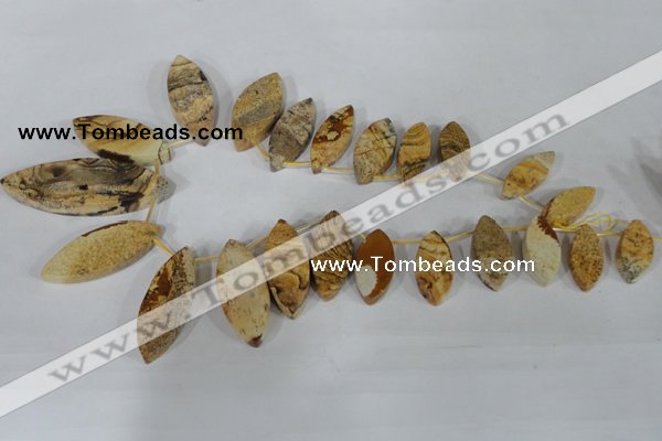 CTD40 Top drilled 10*23mm – 15*40mm marquise picture jasper beads