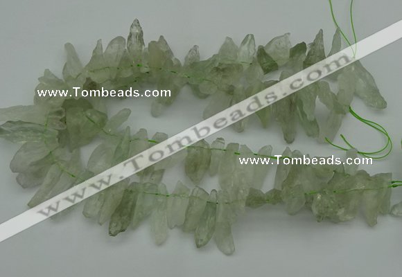 CTD412 Top drilled 8*25mm - 12*40mm nuggets green quartz beads