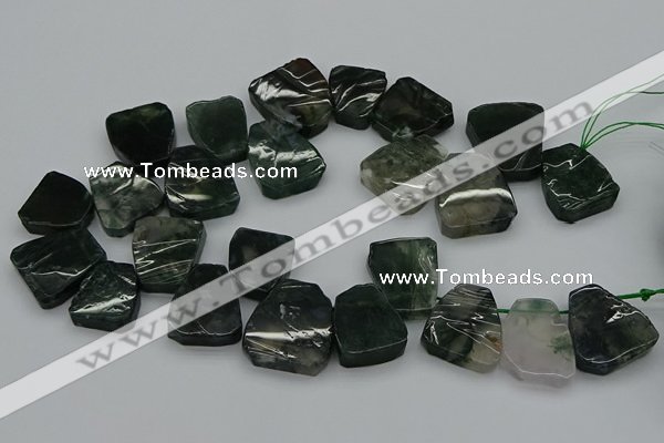 CTD435 Top drilled 18*25mm - 22*30mm freeform moss agate beads