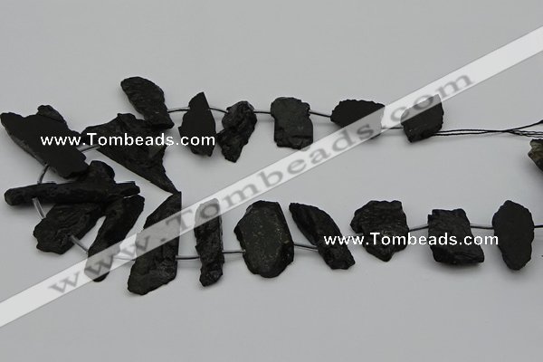 CTD438 Top drilled 10*25mm - 20*45mm freeform black tourmaline beads