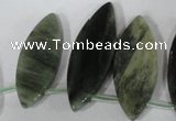 CTD44 Top drilled 10*28mm – 18*50mm marquise green hair stone beads