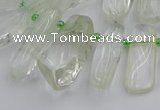 CTD454 15.5 inches 8*20mm - 15*38mm freeform green phantom quartz beads