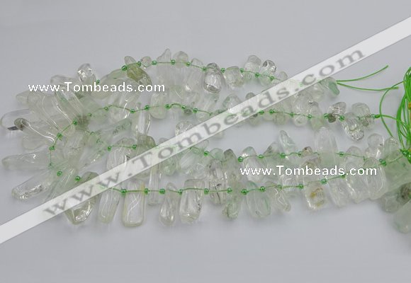 CTD454 15.5 inches 8*20mm - 15*38mm freeform green phantom quartz beads