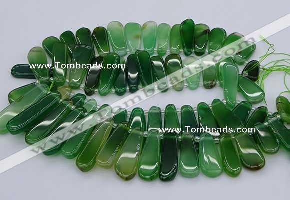 CTD469 15.5 inches 12*25mm - 15*45mm freeform green agate beads