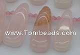 CTD476 Top drilled 12*25mm - 15*45mm freeform rose quartz beads