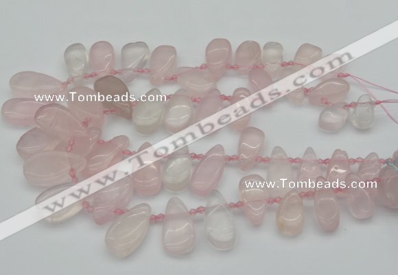 CTD480 Top drilled 10*22mm - 15*45mm freeform rose quartz beads