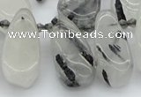 CTD483 Top drilled 10*22mm - 15*45mm freeform black rutilated quartz beads