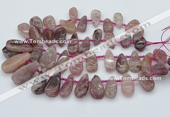 CTD484 Top drilled 10*22mm - 15*45mm freeform strawberry quartz beads