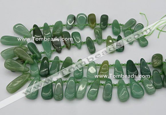 CTD488 Top drilled 10*22mm - 15*45mm freeform green aventurine beads