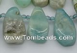 CTD489 Top drilled 10*22mm - 15*45mm freeform amazonite beads