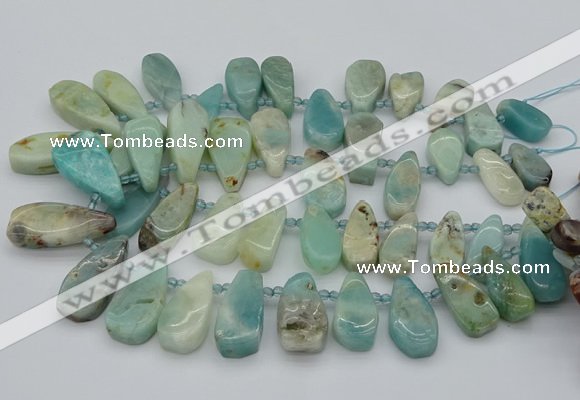 CTD489 Top drilled 10*22mm - 15*45mm freeform amazonite beads