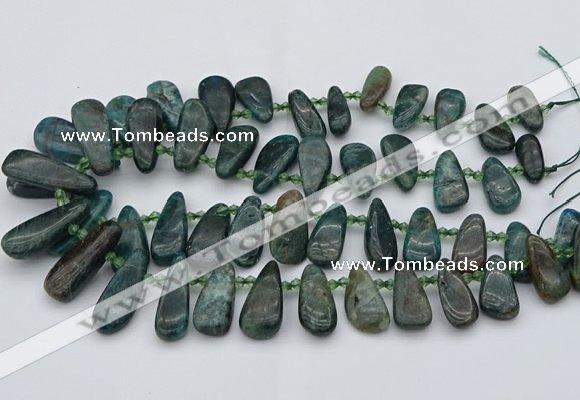 CTD492 Top drilled 10*22mm - 15*45mm freeform green apatite beads