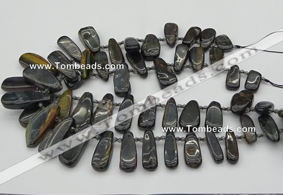 CTD494 Top drilled 10*22mm - 15*45mm freeform blue tiger eye beads