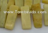 CTD498 Top drilled 10*25mm - 10*45mm sticks yellow jade beads