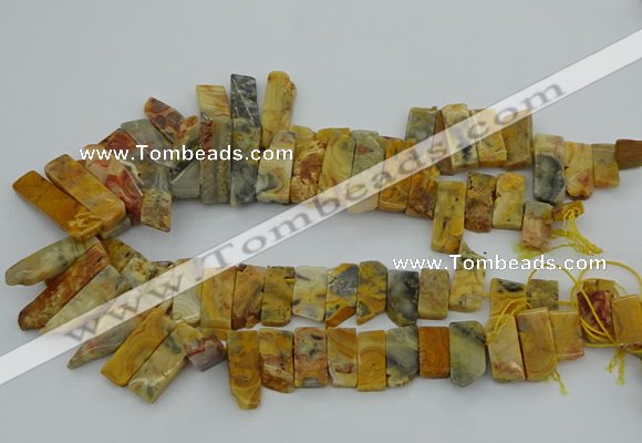 CTD499 Top drilled 10*25mm - 10*45mm sticks yellow crazy lace agate beads