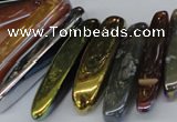 CTD526 Top drilled 10*25mm - 10*60mm wand plated agate beads