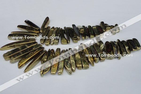 CTD527 Top drilled 10*25mm - 10*60mm wand plated agate beads