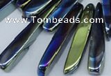 CTD528 Top drilled 10*25mm - 10*60mm wand plated agate beads