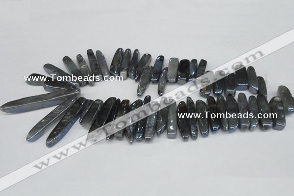 CTD530 Top drilled 10*25mm - 10*60mm wand plated agate beads