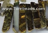 CTD533 Top drilled 10*30mm - 10*65mm wand plated agate beads