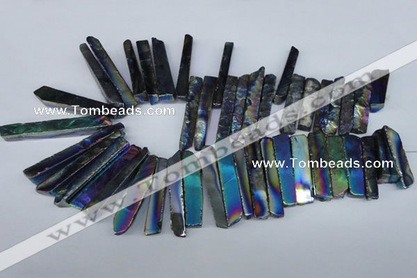 CTD536 Top drilled 10*30mm - 10*65mm wand plated agate beads