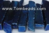 CTD538 Top drilled 10*30mm - 10*65mm wand plated agate beads