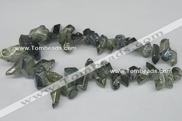 CTD542 Top drilled 10*15mm - 12*30mm nuggets plated quartz beads