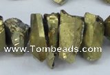 CTD549 Top drilled 12*20mm - 12*25mm nuggets plated quartz beads