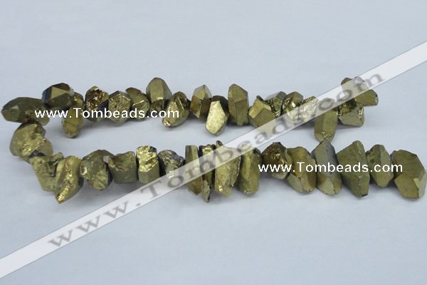 CTD549 Top drilled 12*20mm - 12*25mm nuggets plated quartz beads