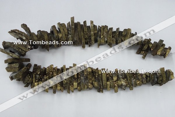 CTD558 Top drilled 6*15mm - 10*40mm wand plated agate beads