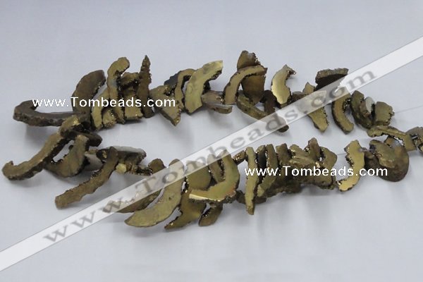 CTD564 Top drilled 10*20mm - 10*40mm freeform plated agate beads