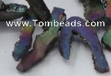 CTD565 Top drilled 10*20mm - 10*40mm freeform plated agate beads