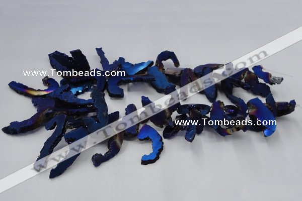 CTD566 Top drilled 10*20mm - 10*40mm freeform plated agate beads