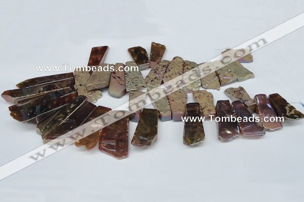 CTD568 Top drilled 15*25mm - 20*65mm freeform plated agate beads