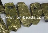 CTD569 Top drilled 15*25mm - 20*65mm freeform plated agate beads