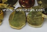 CTD572 Top drilled 20*30mm - 30*45mm freeform plated agate beads