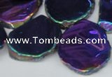 CTD575 Top drilled 20*30mm - 30*45mm freeform plated agate beads