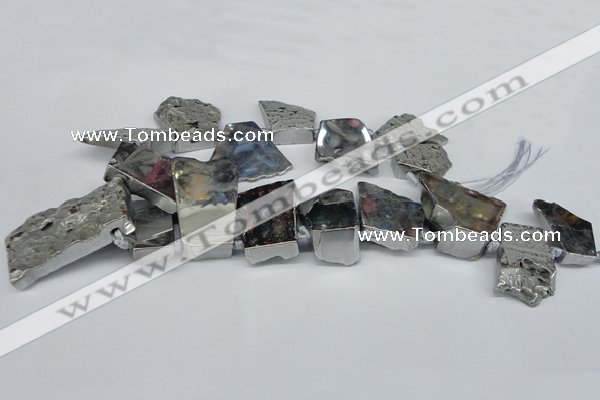 CTD577 Top drilled 20*30mm - 30*50mm freeform plated agate beads