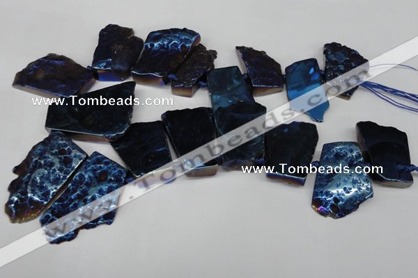 CTD579 Top drilled 20*30mm - 30*50mm freeform plated agate beads