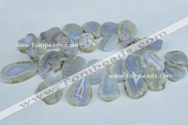 CTD608 Top drilled 18*25mm - 30*45mm freeform blue lace agate beads