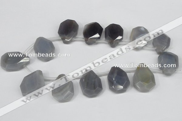 CTD616 Top drilled 22*30mm - 25*35mm faceted freeform grey agate beads