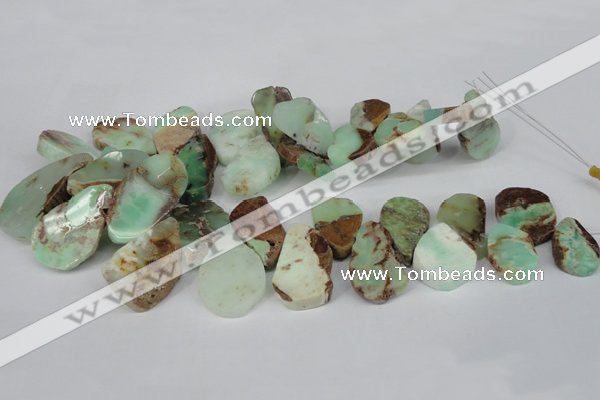 CTD637 Top drilled 15*25mm - 25*40mm freeform australia chrysoprase beads