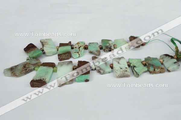 CTD638 Top drilled 15*25mm - 20*40mm freeform australia chrysoprase beads