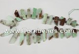 CTD640 Top drilled 10*25mm - 12*45mm wand australia chrysoprase beads